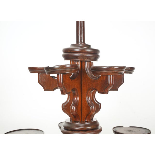 Wood Early 20th Century Victorian Spinning Fretwork Freestanding Plant Stand For Sale - Image 7 of 9