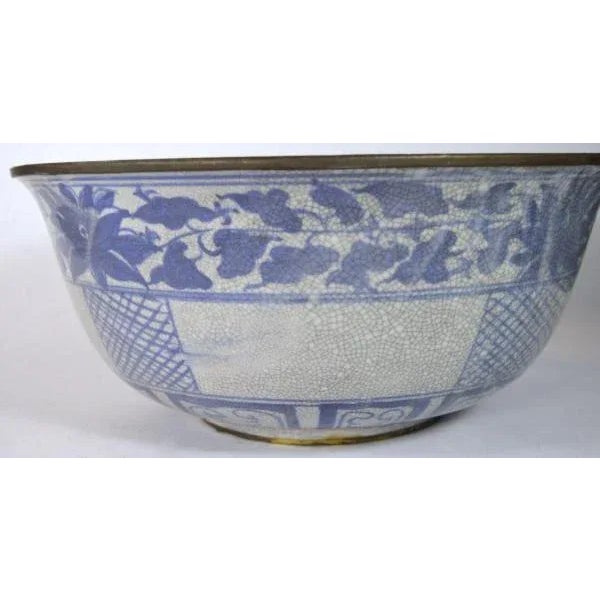 Blue and White Porcelain Wash Basin For Sale - Image 5 of 10