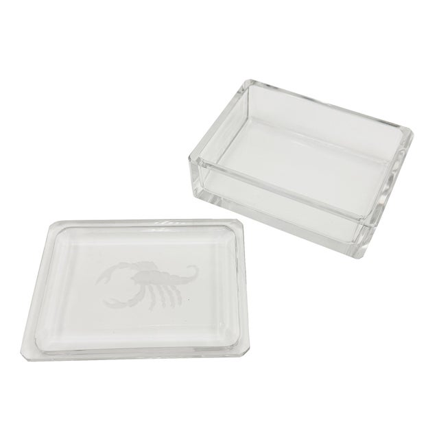 Traditional Mid 20th Century Val Saint Lambert Crystal Scorpion Covered Box, Belgian Zodiac Box - Signed For Sale - Image 3 of 9