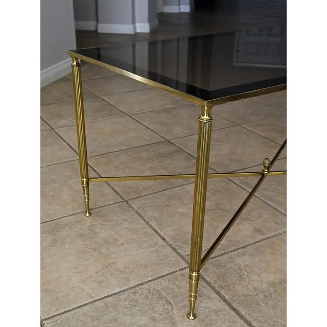 Metal 1950s French Brass X Base Coffee Cocktail Table For Sale - Image 7 of 13