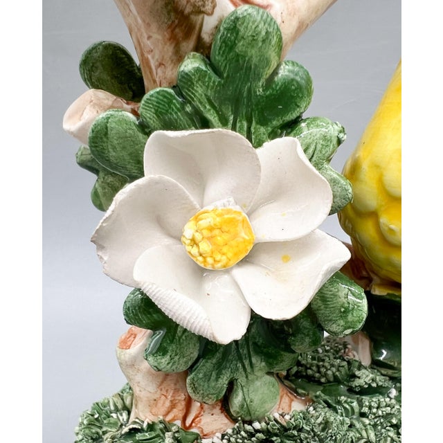 Vintage Italian Ceramic Yellow Bird Figurine With Applied Flowers and Foliage – Traditional, Cottage For Sale In Houston - Image 6 of 14