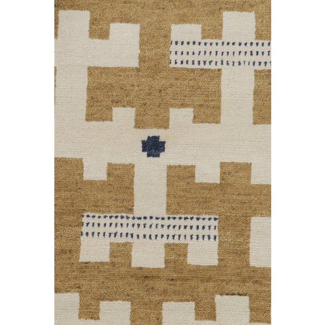 Textile Rug & Kilim’s Scandinavian Style Rug in Beige-Brown and White Geometric Patterns - 9x12 For Sale - Image 7 of 8