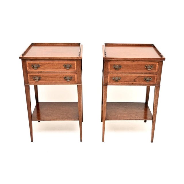 A wonderful pair of antique inlaid bedside cabinets. They were made in England, they date from the 1920’s period. They are...