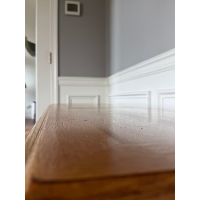 Vintage American Drew Oak Parquet Top Console Sofa Table With Turned Legs For Sale - Image 17 of 18