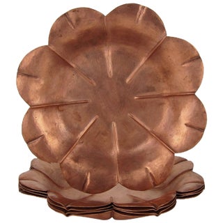 Marie Zimmermann Arts and Crafts Copper Flower Dishes, Circa 1915, Set of Five For Sale
