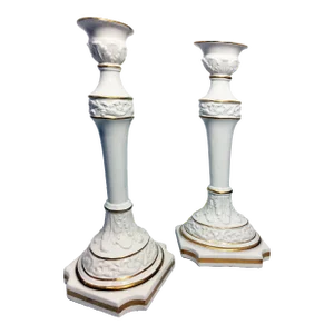 Italian Porcelain Candlesticks - a Pair