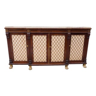 Regency Mahogany and Brass Inlaid Credenza From Westport House, Ireland For Sale