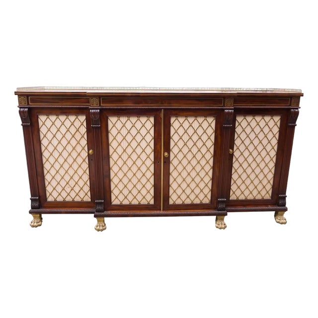 Regency Mahogany and Brass Inlaid Credenza From Westport House, Ireland For Sale