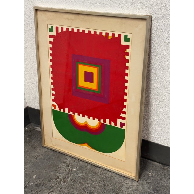 Design Plus Gallery presents a Limited Edition Geometric Abstract Serigraph, Signed + Numbered. This framed artwork...