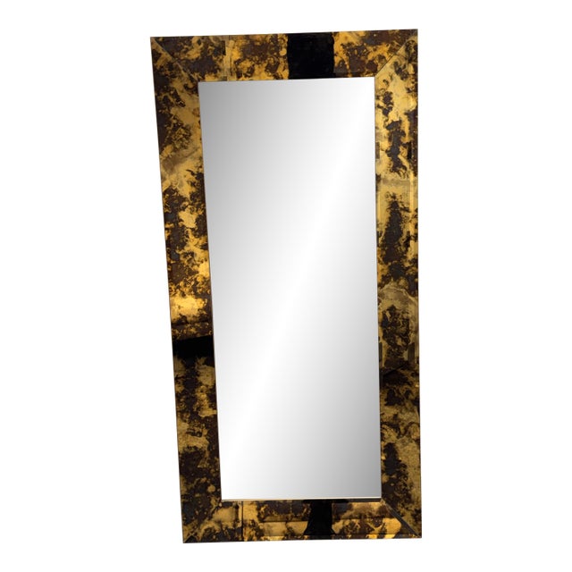 Hollywood Regency Tortoise Glass Full-Length Mirror For Sale