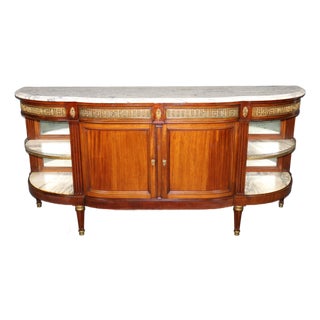 19th C. French Louis XVI Style Marble Top Bronze Mounted Sideboard For Sale