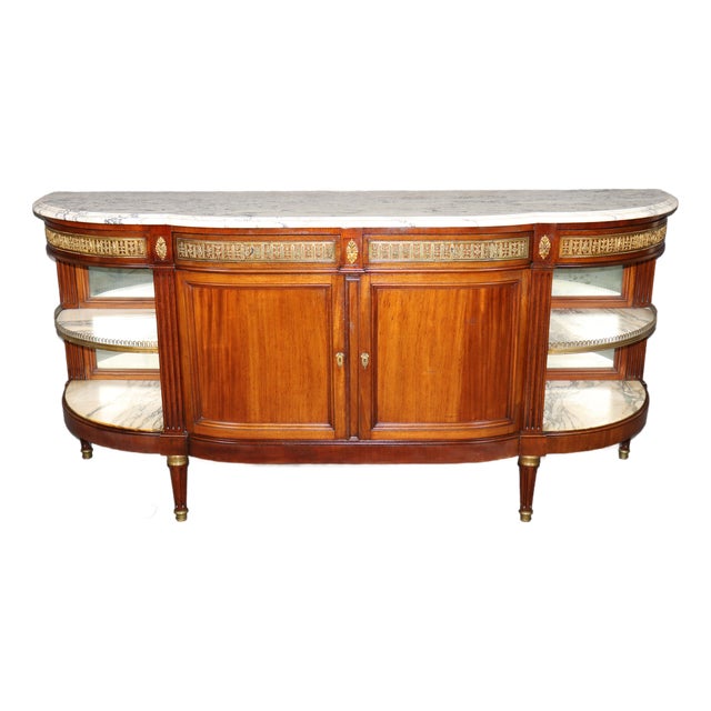 19th C. French Louis XVI Style Marble Top Bronze Mounted Sideboard For Sale