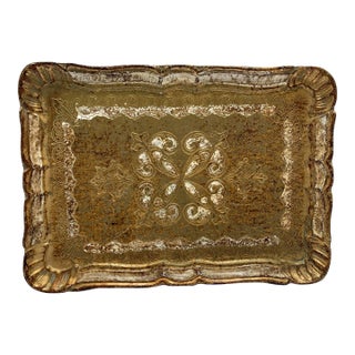 Midcentury Italian Florentine Gilded Vanity Tray For Sale