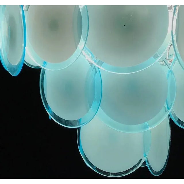 Blue Turquoise Disc Murano Ceiling Lamp from Vistosi, 1970s For Sale - Image 6 of 12
