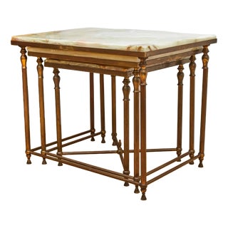 French Nesting Tables with Onyx Tops, Set of 3 For Sale