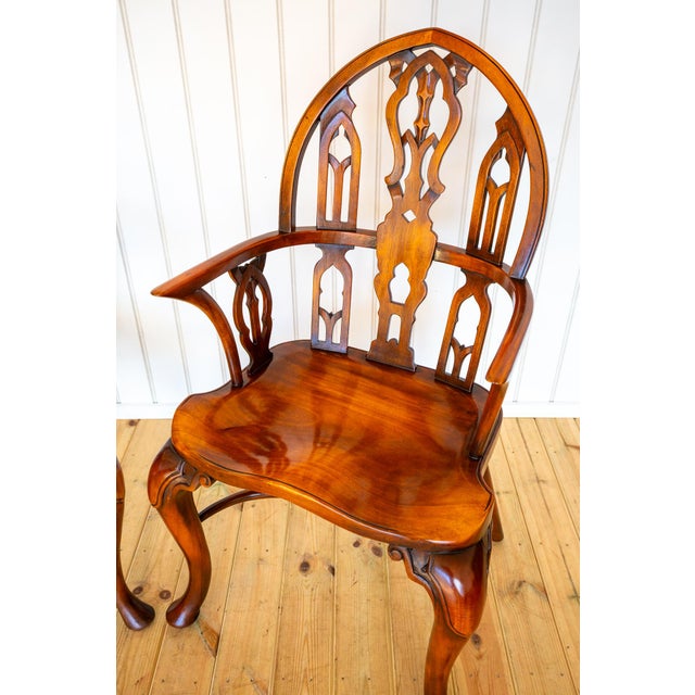 Gothic Strawberry Hill Windsor Steeple Back Armchairs by Theodore Alexander, 1990s, Set of 2 For Sale - Image 13 of 18