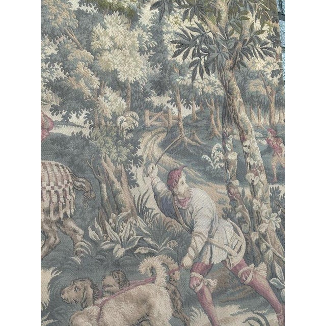 Mid-Century French Jacquard Tapestry with Noble or Princely Hunt Scene, 1950s For Sale - Image 9 of 18