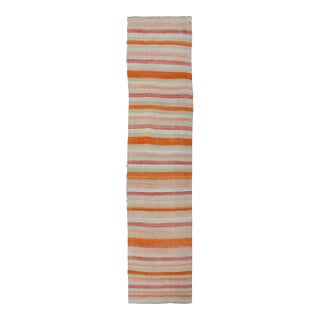 Multicolored Vintage Kilim Runner Turkish in Multi Color in Stripe Design For Sale