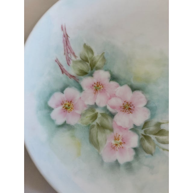 Vintage Hand-Painted Floral Plates Signed by Artist – Set of 2 For Sale - Image 4 of 12