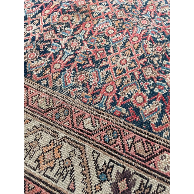 1930-40's Distressed Persian Malayer With Aubergine & Denim Blue Rug 4 X 6.4 For Sale - Image 4 of 8