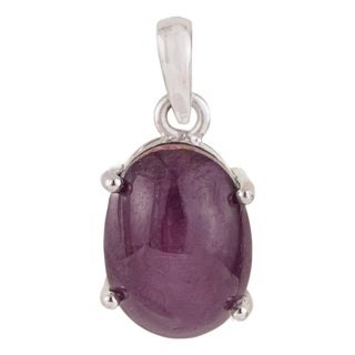 Mid Century Modern Inspired 12.53 Ct Natural Oval Star Ruby Solitaire Pendant in 925 Silver For Sale