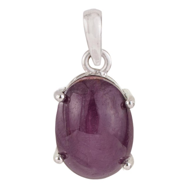 Mid Century Modern Inspired 12.53 Ct Natural Oval Star Ruby Solitaire Pendant in 925 Silver For Sale