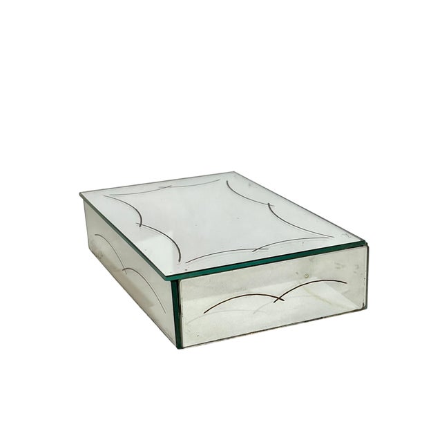 Art Deco Vintage French Art Deco Eglomise Mirror Glass Cigarette Box For Sale - Image 3 of 12