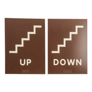 Mid Century Modern Up & Down Signs - a Pair For Sale