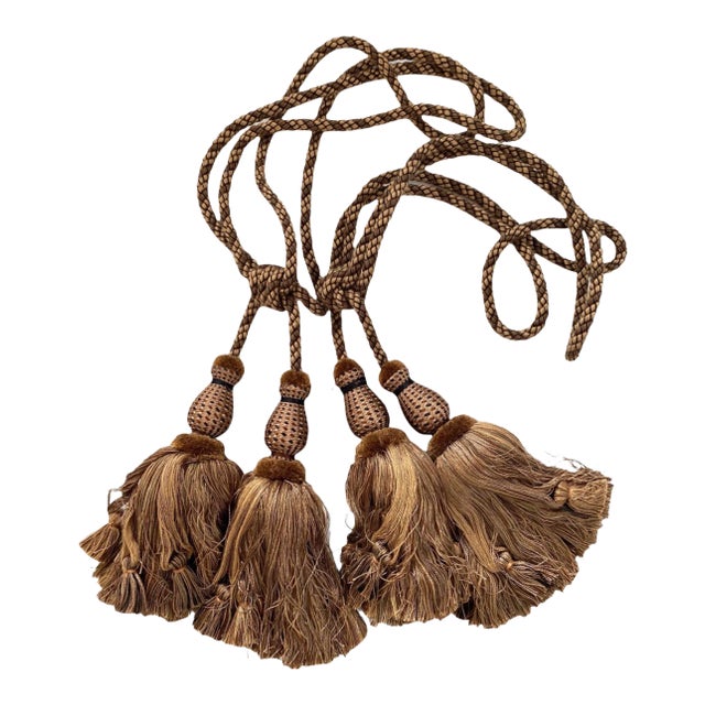 Contemporary Mocha Double Tassel Tieback - a Pair For Sale