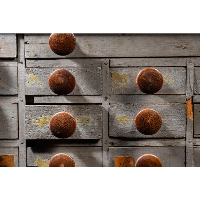 Antique 45-Drawer Industrial Hardware Cabinet on Cast Iron Legs For Sale - Image 14 of 16