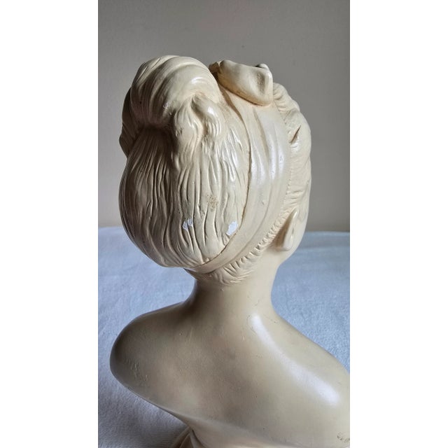 White Vintage Alexander Backer Chalkware Young Girl Bust Statue For Sale - Image 8 of 9