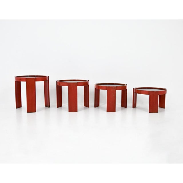 Wood Model 780 Nesting Tables by Gianfranco Frattini for Cassina, 1960s, Set of 4 For Sale - Image 7 of 14