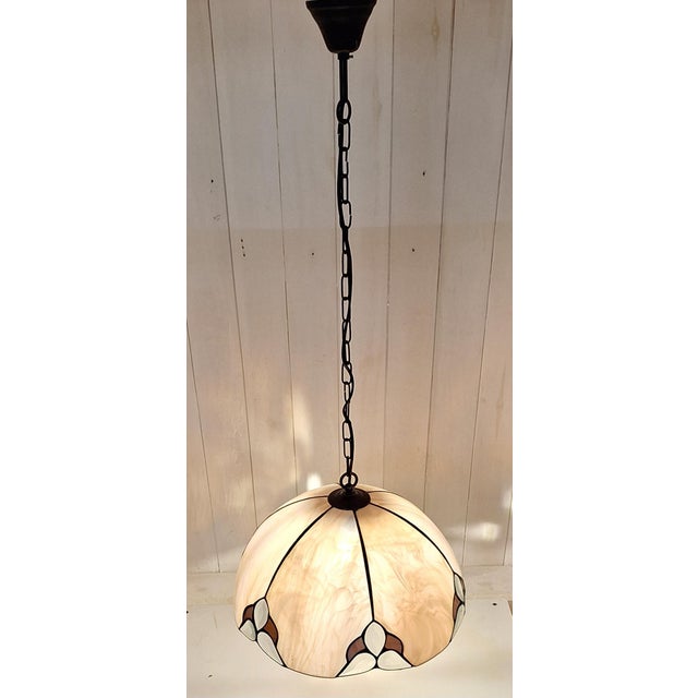 Vintage Pendant Lamp with Pink Marbled Glass Shade, 1990s For Sale - Image 3 of 7