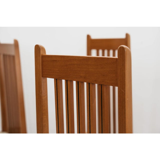 Wood Vintage Scandinavian High Back Wood Dining Chairs, 1980s, Set of 4 For Sale - Image 7 of 12