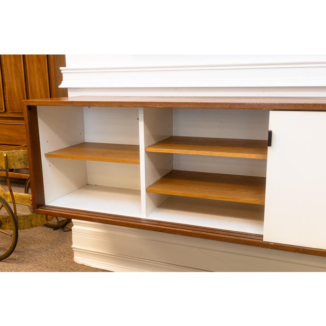Pair of Vintage 1960s Florence Knoll Floating Credenzas Walnut & White Laminate For Sale - Image 13 of 15