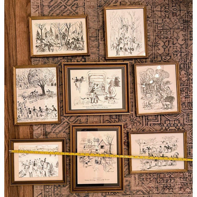 1970s Original Edna Marie Schmidt Equestrian Signed and Framed Prints, Set of Eight For Sale - Image 9 of 12