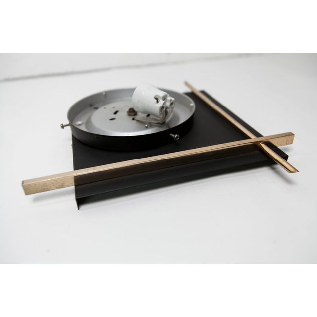 Black Wall Light in Black Metal, Glass and Golden Brass, 1960 For Sale - Image 8 of 15