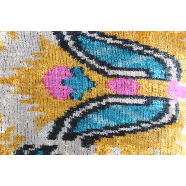 Contemporary Contemporary Silk Velvet Ikat Bohemian Pillow For Sale - Image 3 of 10