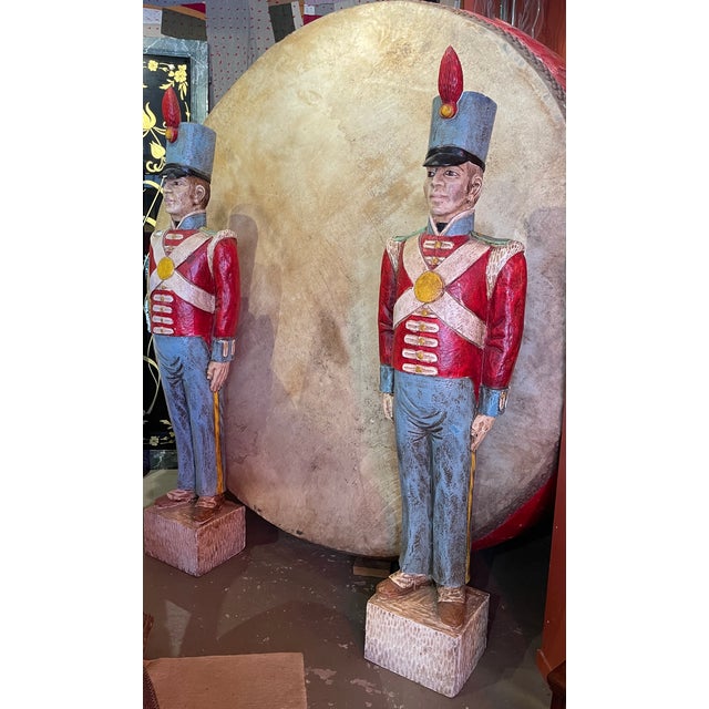 1950s Pair of British Royal Guards Polychrome Statues For Sale - Image 10 of 13