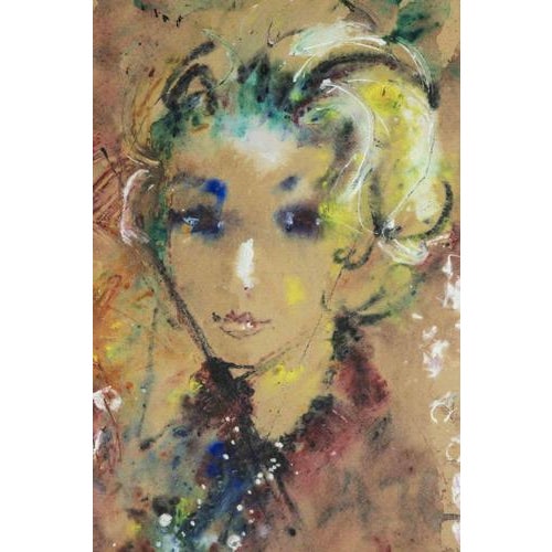 Female Portrait is a modern artwork realized in 1965. Mixed colored drawing on paper. Signature and date on the lower margin.