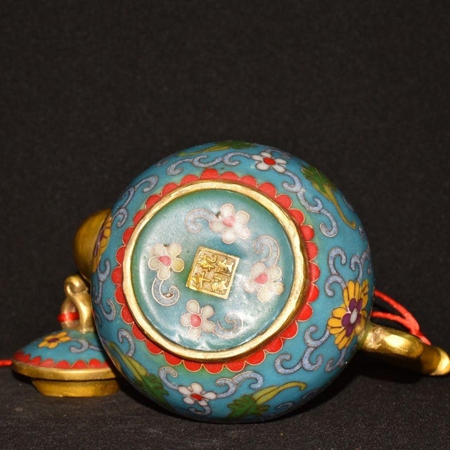 Late 19th Century Cloisonné Enamel Ewer With Dragon Spout, 1.2kg For Sale - Image 9 of 9