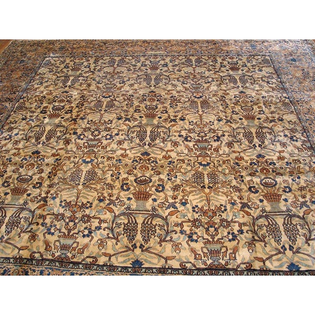 Pretty Floral Design in a Ivory Open Field Antique Persian Khorasan Moud Rug For Sale - Image 4 of 6