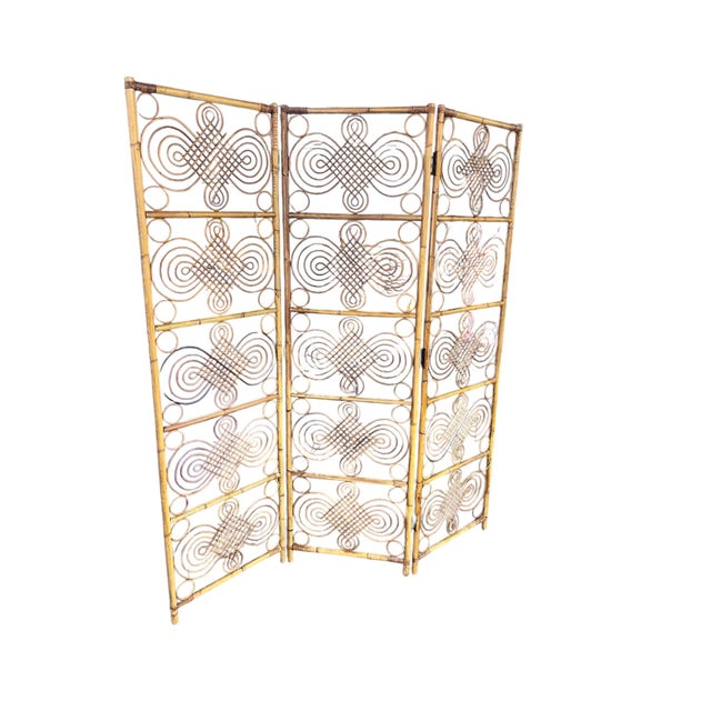 1970s 1970s French Riviera 3-Panel Folding Screen / Room Divider For Sale - Image 5 of 10