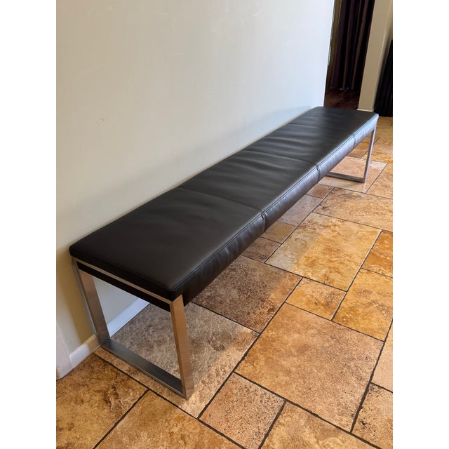 2010s Pair of Contemporary Aramith Fusion Stainless Steel & Leatherette Benches For Sale - Image 5 of 12