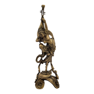 Bronze Dancer With Pipa 4 String Lute Tibet Nepal, Circa 1900