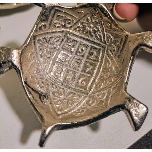 Metal Pair of Mid 20th Century MetalworkTurtle Sculptures With Inlay Natural Stones For Sale - Image 7 of 10
