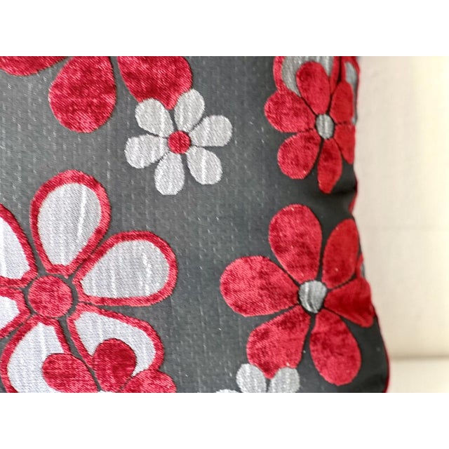 Black Black and Red Crimson Cushion For Sale - Image 8 of 14