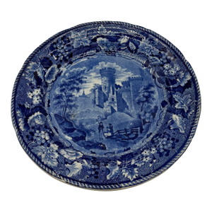 A Blue Dark Transfer Decorated Staffordshire Plate "Part of Goodridge Castle, Kent", by Enoch Woods, Circa 1830's