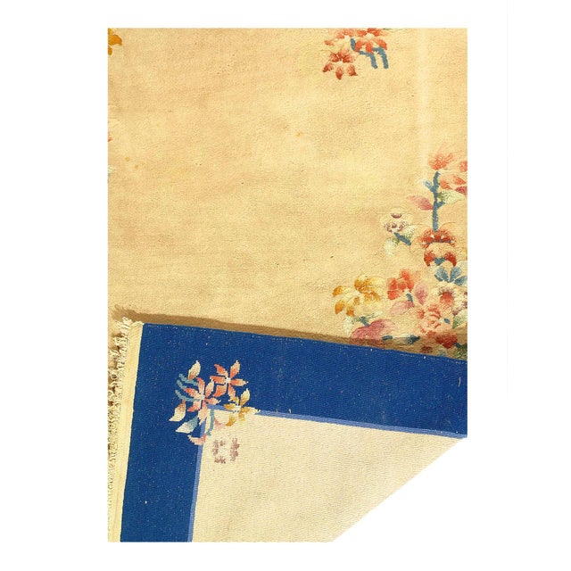 Pasargad DC Ivory Fine Hand Knotted Chinese Antique Art Deco Rug For Sale - Image 4 of 4