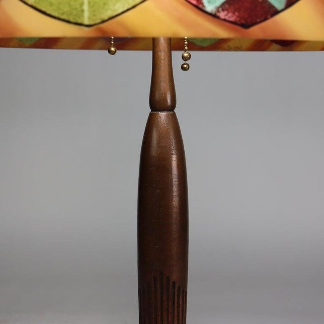 1920s Antique Arts & Crafts Handel Reverse Painted Stylized Foliage Table Lamp C1920 For Sale - Image 5 of 8